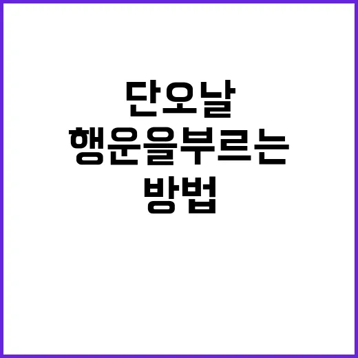 단오날 행운을 부르는 방법, 이렇게 해보세요! - 요약