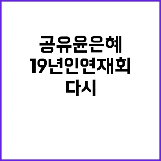 공유 윤은혜 19년 인연 재회가 반가운 이유와 다시 보는 방법 - 요약