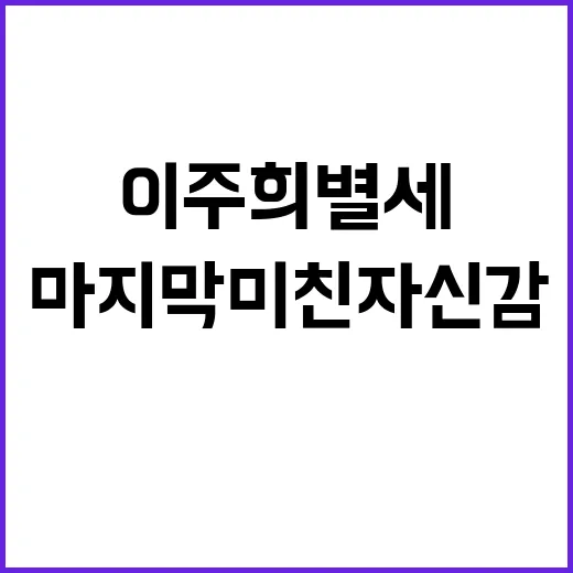이주희 별세 소식, ‘마지막 미친 자신감’은 왜 같이 언급될까요? - 요약