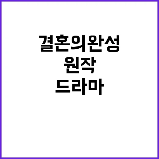 결혼의 완성 원작이 궁금하신가요? 실제 제목부터 드라마와 웹소설 차이까지 - 요약