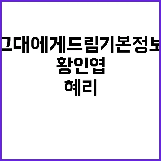 그대에게드림 기본정보, 황인엽·혜리 조합 왜 벌써 궁금하신가요? - 요약