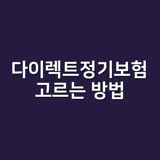 다이렉트정기보험 고르는 방법, 보험료보다 먼저 볼 것들 - 요약