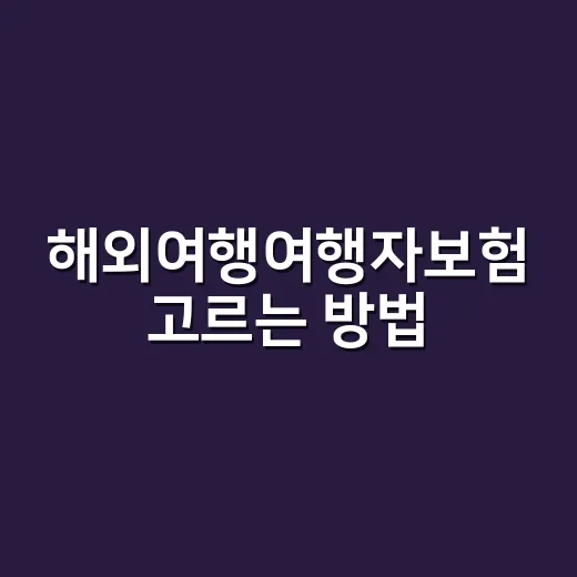 해외여행여행자보험 고르는 방법, 출국 전 체크할 것들 - 요약