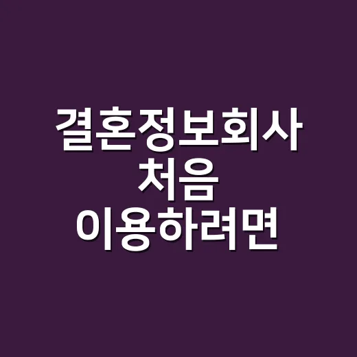 결혼정보회사 처음 이용하려면 이렇게 준비하세요 - 요약