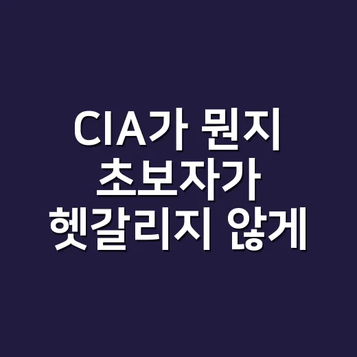 CIA가 뭔지 초보자가 헷갈리지 않게 이해하는 방법 - 요약