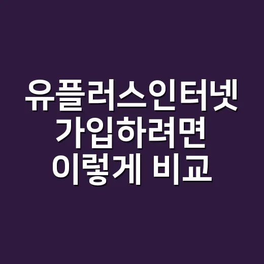 유플러스인터넷 가입하려면 이렇게 비교하면 덜 헷갈립니다 - 요약