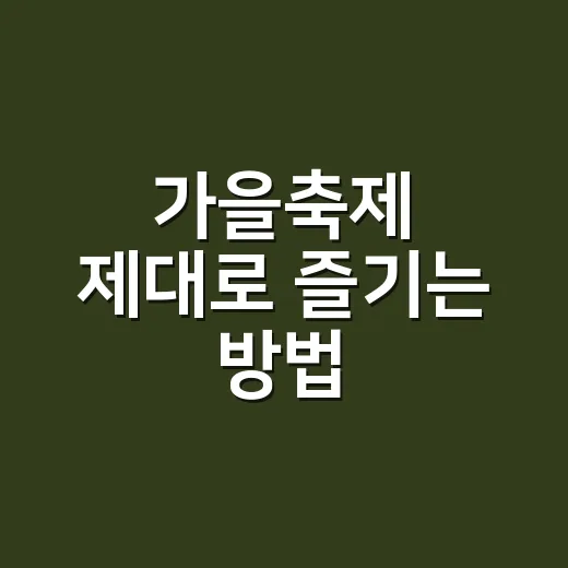 가을축제 제대로 즐기는 방법, 초보자도 실패 줄이는 준비 팁 - 요약