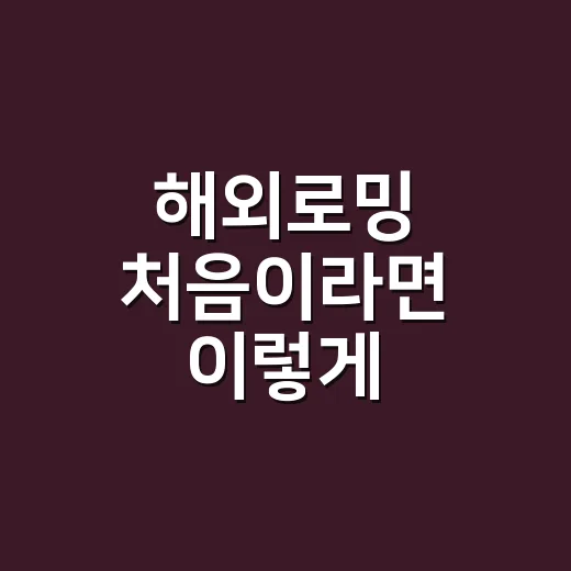해외로밍 처음이라면 이렇게 준비하는 방법 - 요약