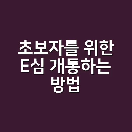 초보자를 위한 E심 개통하는 방법, 여행 전 이렇게 준비하면 편해요 - 요약