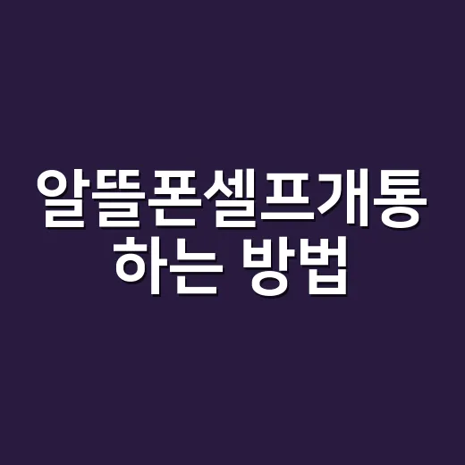 알뜰폰셀프개통 하는 방법, 처음이라면 이렇게 진행하면 편해요 - 요약