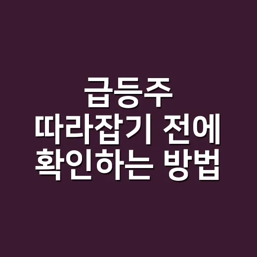 급등주 따라잡기 전에 확인하는 방법, 초보자도 보는 5가지 기준 - 요약
