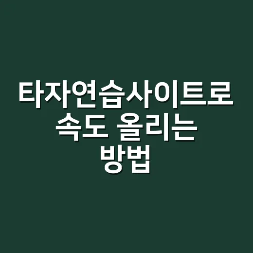 타자연습사이트로 속도 올리는 방법, 초보자는 이렇게 시작하세요 - 요약