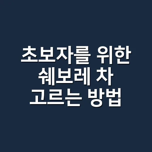 초보자를 위한 쉐보레 차 고르는 방법, 모델보다 먼저 봐야 할 것들 - 요약
