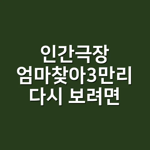 인간극장 엄마찾아3만리 다시 보려면 이렇게 찾으면 편해요 - 요약
