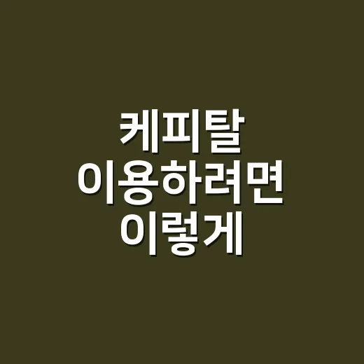 케피탈 이용하려면 이렇게 확인하는 방법
