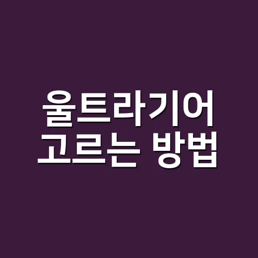 울트라기어 고르는 방법, 게임 스타일별로 이렇게 보면 쉽습니다
