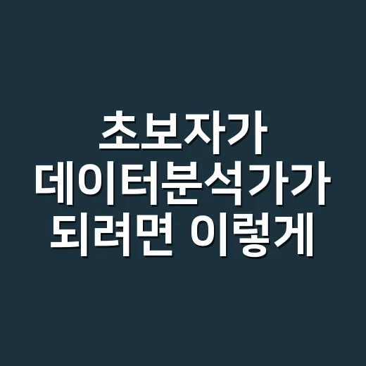 초보자가 데이터분석가가 되려면 이렇게 준비하면 됩니다