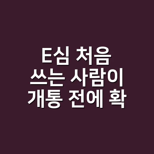 E심 처음 쓰는 사람이 개통 전에 확인하는 방법 - 요약