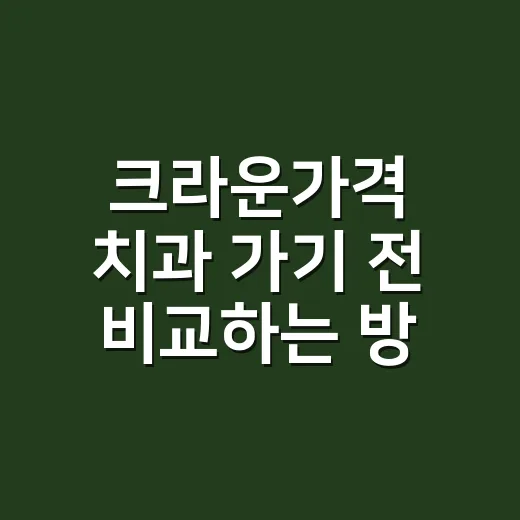 크라운가격 치과 가기 전 비교하는 방법 - 요약