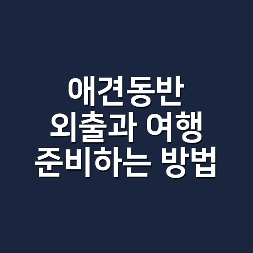 애견동반 외출과 여행 준비하는 방법, 초보 보호자가 챙길 것들 - 요약