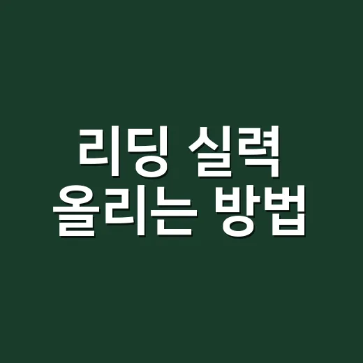 리딩 실력 올리는 방법, 초보자도 매일 이어가는 현실 루틴 - 요약