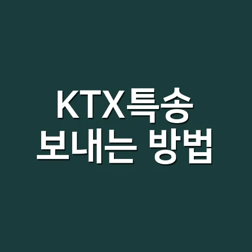 KTX특송 보내는 방법: 당일 급한 물건 맡기기 전 확인할 것들 - 요약