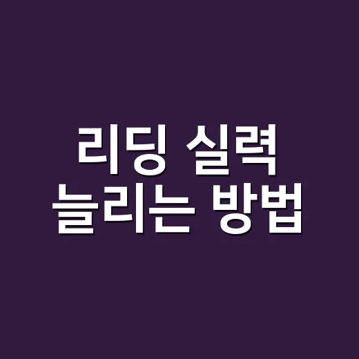 리딩 실력 늘리는 방법, 하루 20분으로 감 잡는 초보 루틴 - 요약