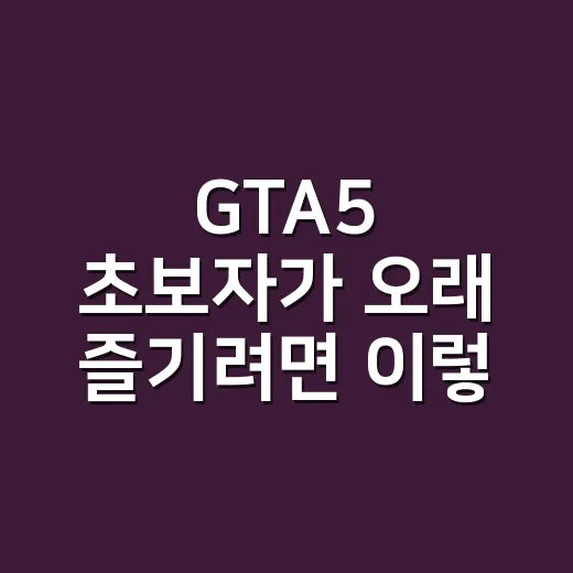 GTA5 초보자가 오래 즐기려면 이렇게 시작하는 방법 - 요약