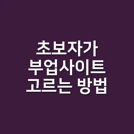 초보자가 부업사이트 고르는 방법, 시간 낭비 줄이는 기준부터 보세요 - 요약