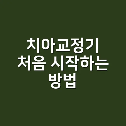치아교정기 처음 시작하는 방법, 비용과 관리까지 현실 체크 - 요약