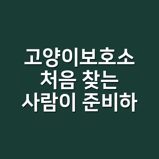고양이보호소 처음 찾는 사람이 준비하는 방법 - 요약