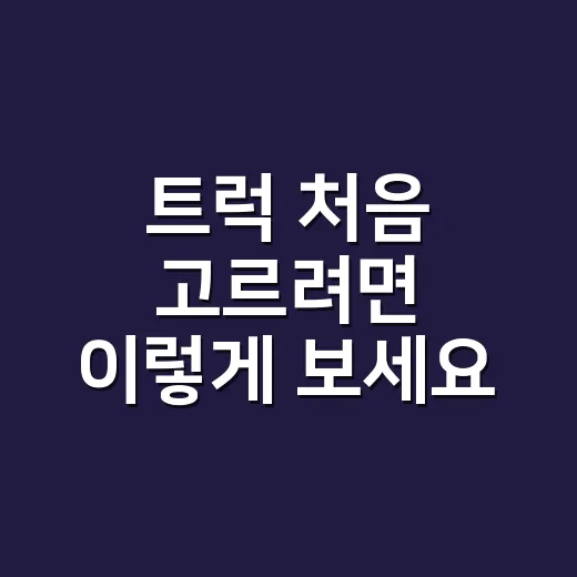 트럭 처음 고르려면 이렇게 보세요: 톤수, 적재함, 유지비 판단하는 방법 - 요약