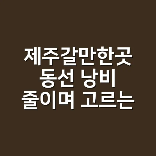 제주갈만한곳 동선 낭비 줄이며 고르는 방법 - 요약