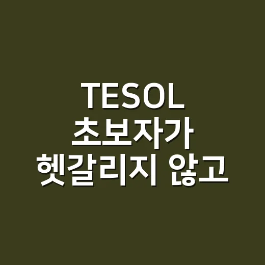 TESOL 초보자가 헷갈리지 않고 시작하는 방법 - 요약