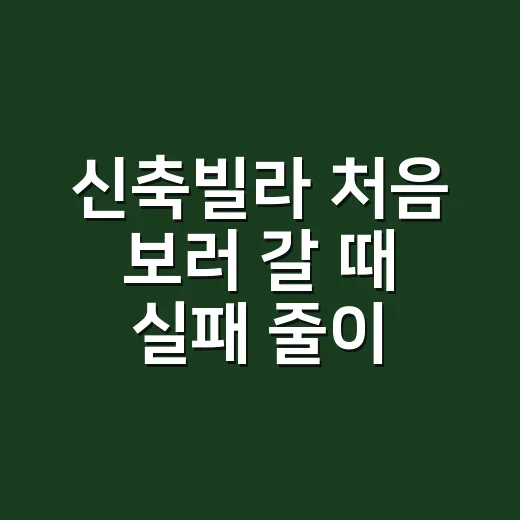신축빌라 처음 보러 갈 때 실패 줄이는 방법 - 요약
