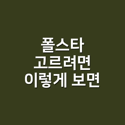 폴스타 고르려면 이렇게 보면 됩니다: 모델 차이와 구매 체크 방법 - 요약