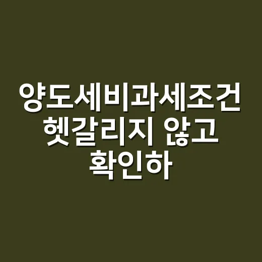 양도세비과세조건 헷갈리지 않고 확인하는 방법 - 요약
