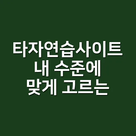 타자연습사이트 내 수준에 맞게 고르는 방법 - 요약