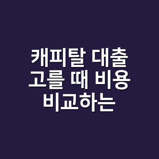 캐피탈 대출 고를 때 비용 비교하는 방법 - 요약