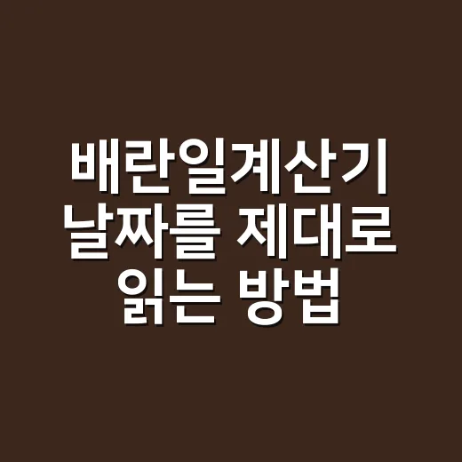 배란일계산기 날짜를 제대로 읽는 방법 - 요약