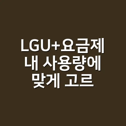 LGU+요금제 내 사용량에 맞게 고르는 방법 - 요약