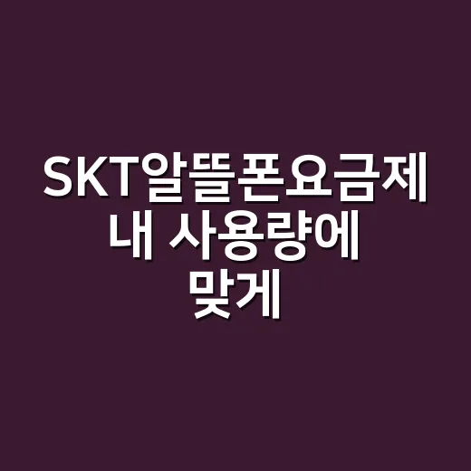 SKT알뜰폰요금제 내 사용량에 맞게 고르는 방법 - 요약