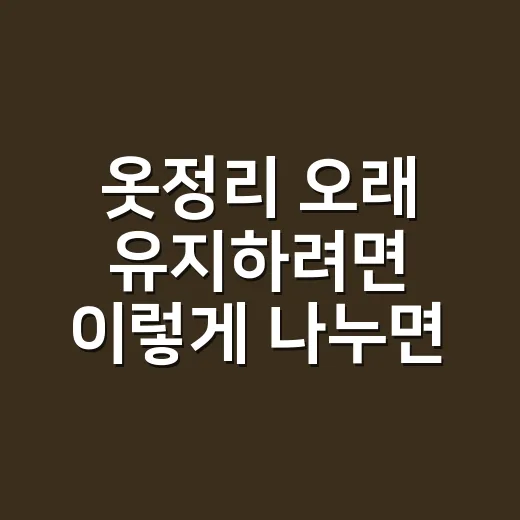 옷정리 오래 유지하려면 이렇게 나누면 됩니다 - 요약
