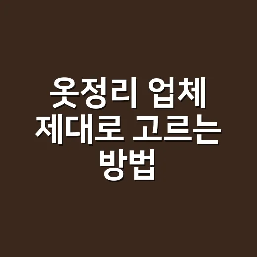 옷정리 업체 제대로 고르는 방법, 비용보다 먼저 볼 것들 - 요약