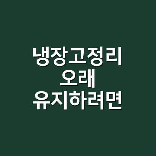 냉장고정리 오래 유지하려면 이렇게 하세요 - 요약