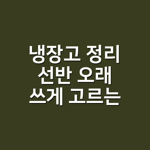 냉장고 정리 선반 오래 쓰게 고르는 방법 - 요약