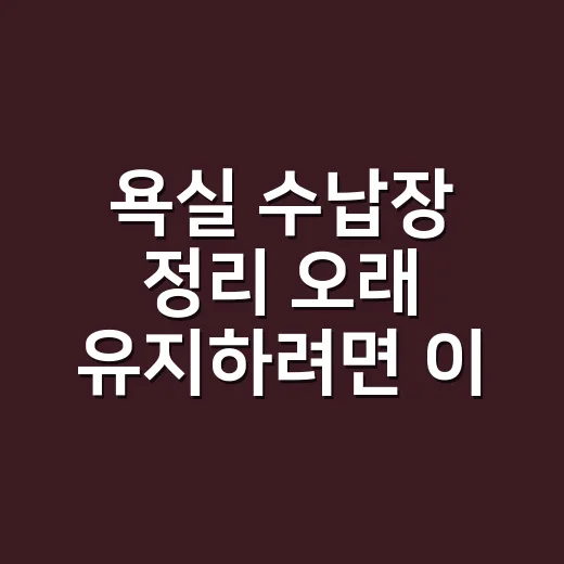 욕실 수납장 정리 오래 유지하려면 이렇게 - 요약