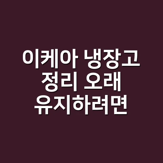 이케아 냉장고 정리 오래 유지하려면 이렇게 - 요약