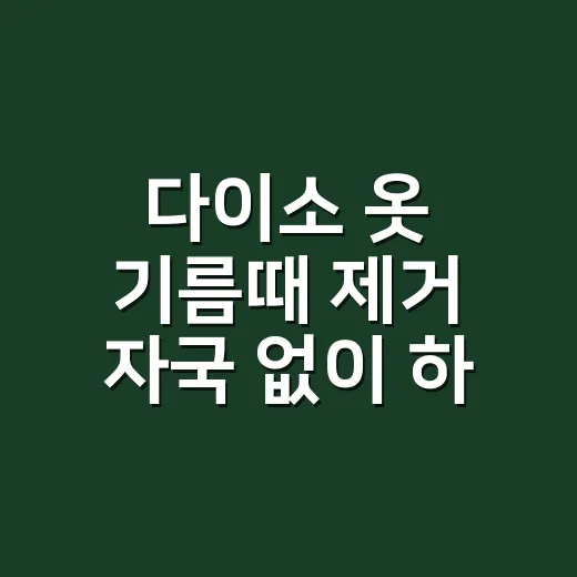 다이소 옷 기름때 제거 자국 없이 하는 방법 - 요약