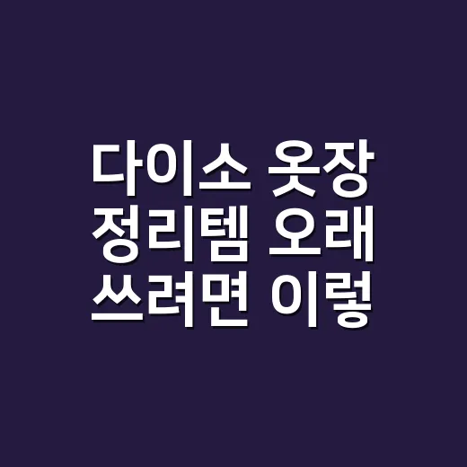 다이소 옷장 정리템 오래 쓰려면 이렇게 고르세요 - 요약